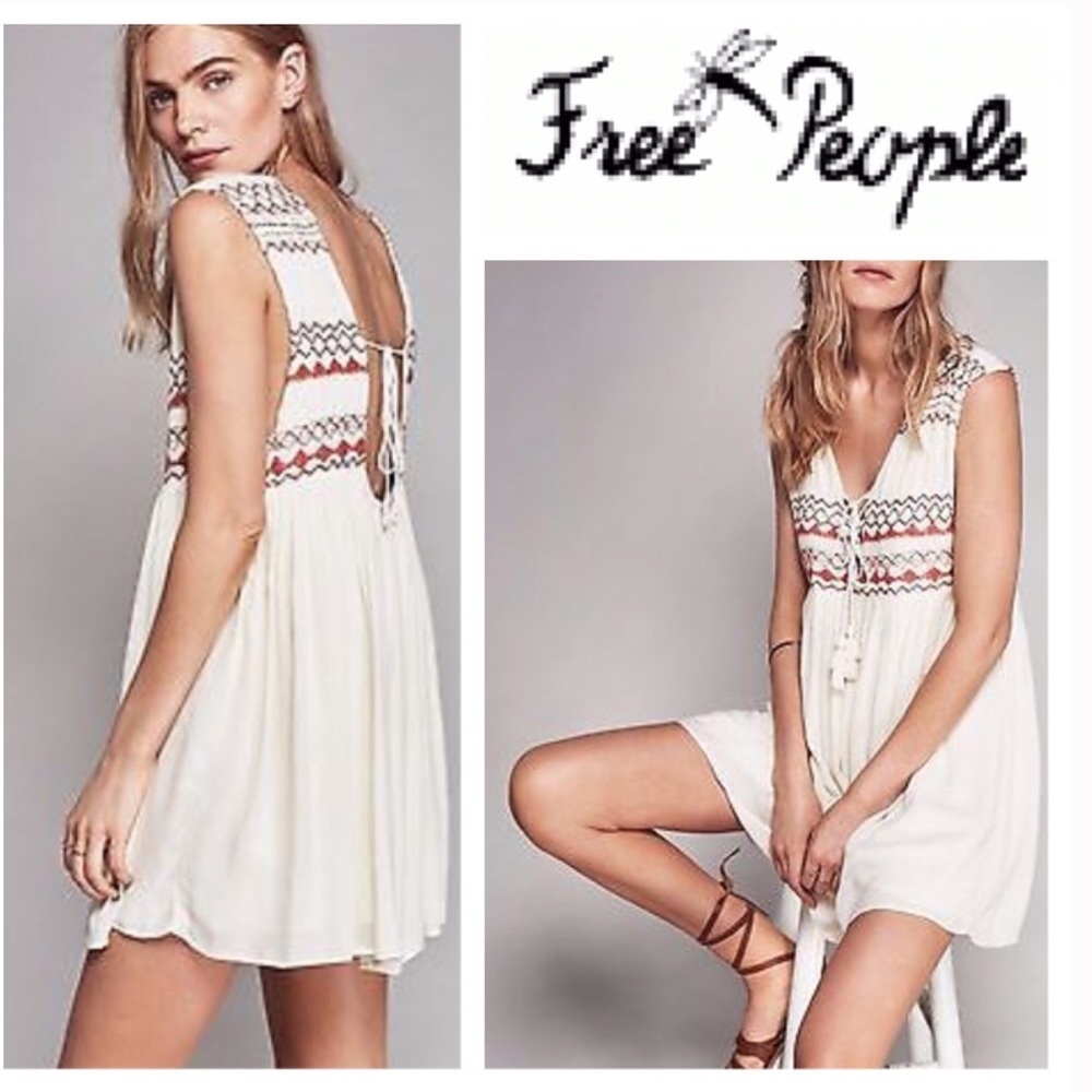 🆕Free People Embroidered Lace Up Dress
